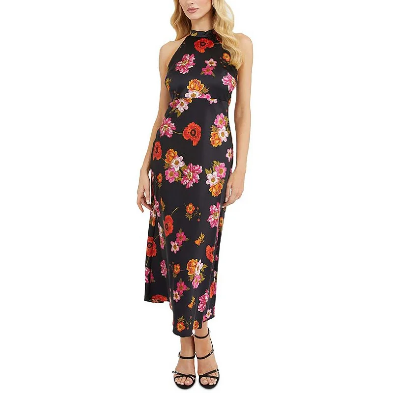 Comfortable Lounge Clothing Chic Sophistication Womens Midi Floral Print Halter Dress