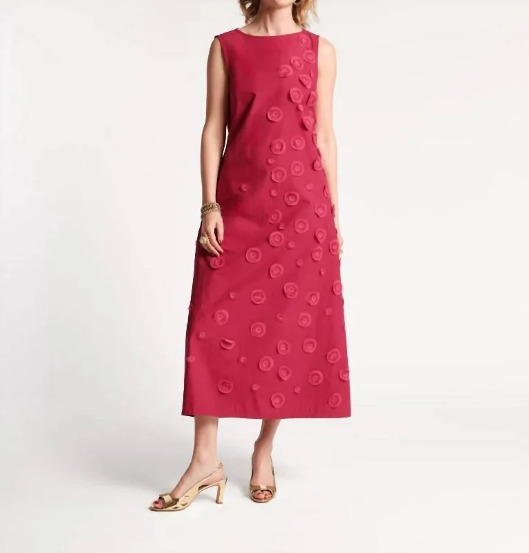 Women's Stylish Professional Garments Contemporary Elegance Mirabelle Midi Dress In Fuschia Botanical Garden