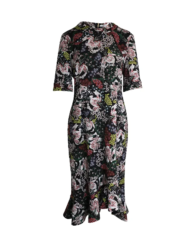 Timeless Women's Garments Nordic Minimalist Home Look Erdem Lucy Midi Dress in Floral Print Polyester