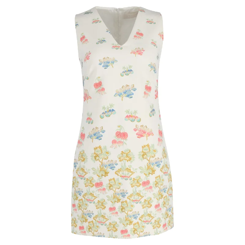 Women's Vacation Attire Polished Finish Peter Pilotto Sleeveless Floral Mini Dress in White Polyester