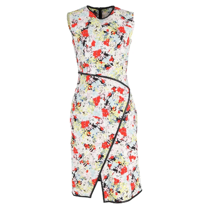 Women's Timeless Attire Flowy Fabric Erdem Josette Knee-Length Floral Print  Wrap-Effect Dress in Multicolor Viscose