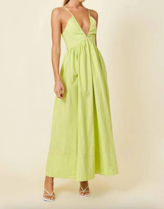 Plus-Size Women's Clothing Elegant Attire Hollis Maxi Dress In Lime Green