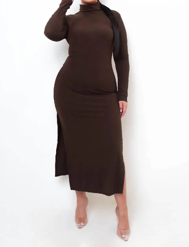 Women's High-End Clothing Minimalist Chic Plus Size Easy On Me Maxi Dress In Brown