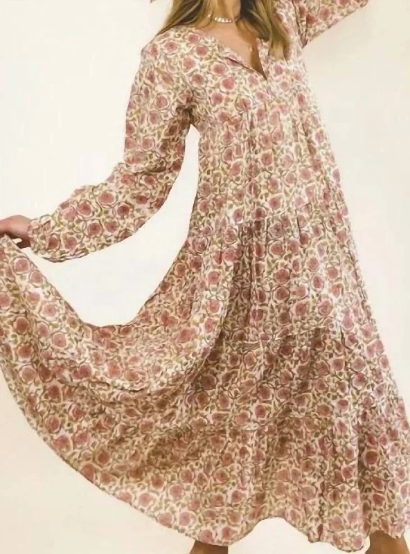 Fashionable Women's Clothes Playful Elegance Willow Maxi Dress in Pink Floral