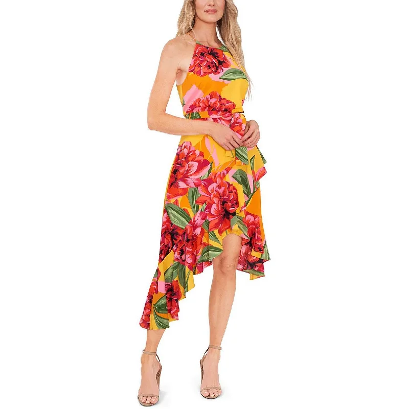 Women's Casual Wear Clothing Modern Glamour Womens Floral Hi-Low Halter Dress