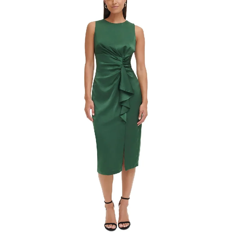 Women's Outfit Romantic Flair Womens Ruched Mid Calf Midi Dress