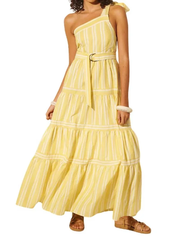 Sustainable Women's Clothes Chic Allure Lola Maxi Dress In Yellow Stripe