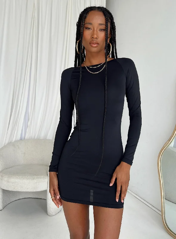 Women's Evening Wear Attire Big Savings on Minimalist Office Styles Gatewood Long Sleeve Mini Dress Black