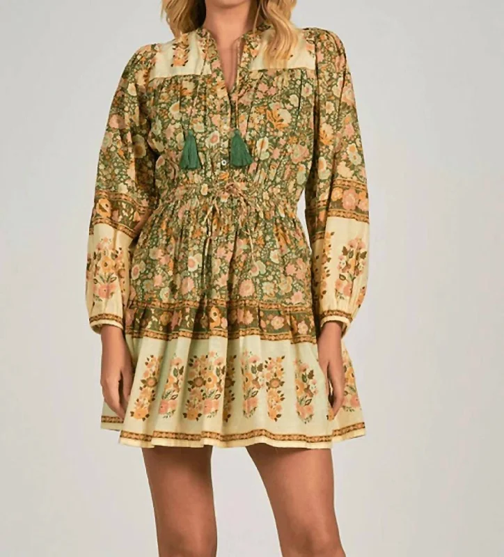 Stylish Women's Outerwear Apparel Exquisite Craftsmanship Athena Floral Dress In Jade Monteray