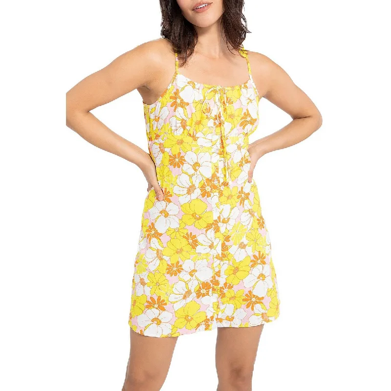 Women's Weekend Outfit Hollywood Glam Award - Show Style Womens Floral Micro-Mini Slip Dress