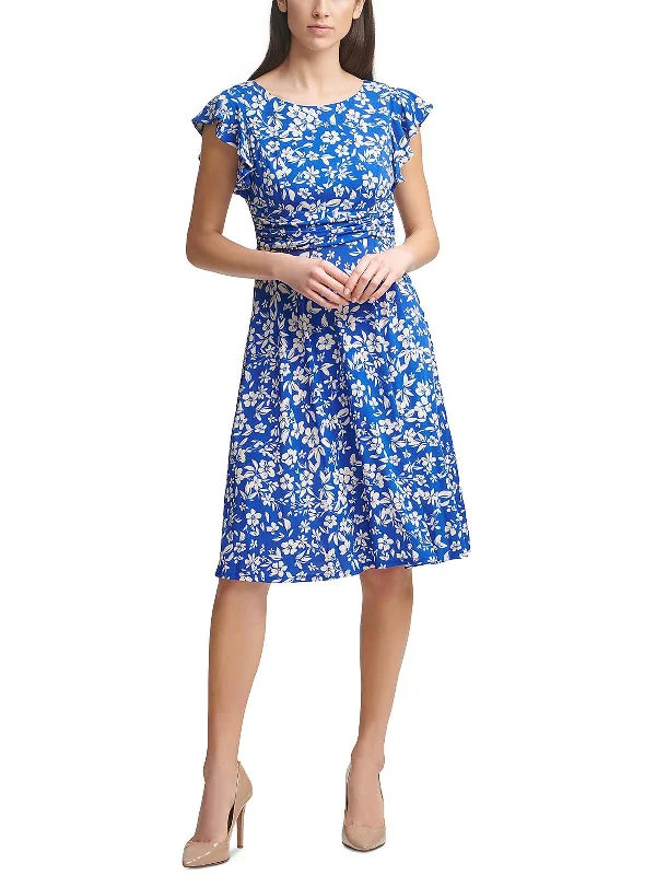 Luxury Women's Clothes Seasonal Trend Petites   Womens Printed Calf Midi Dress