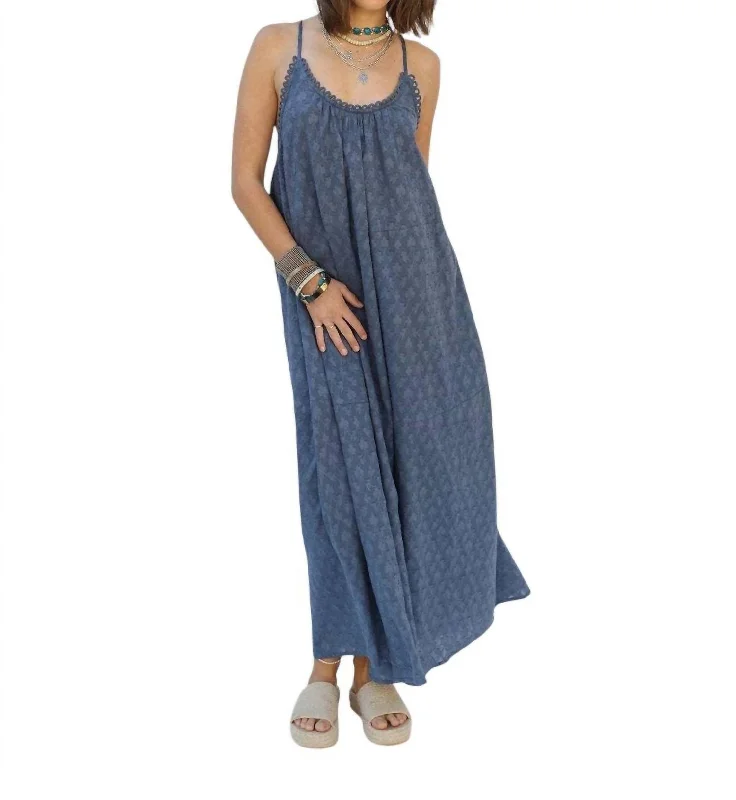 Women's Vintage Clothes Minimalist Chic Bloom Again Maxi Dress In Insignia Blue