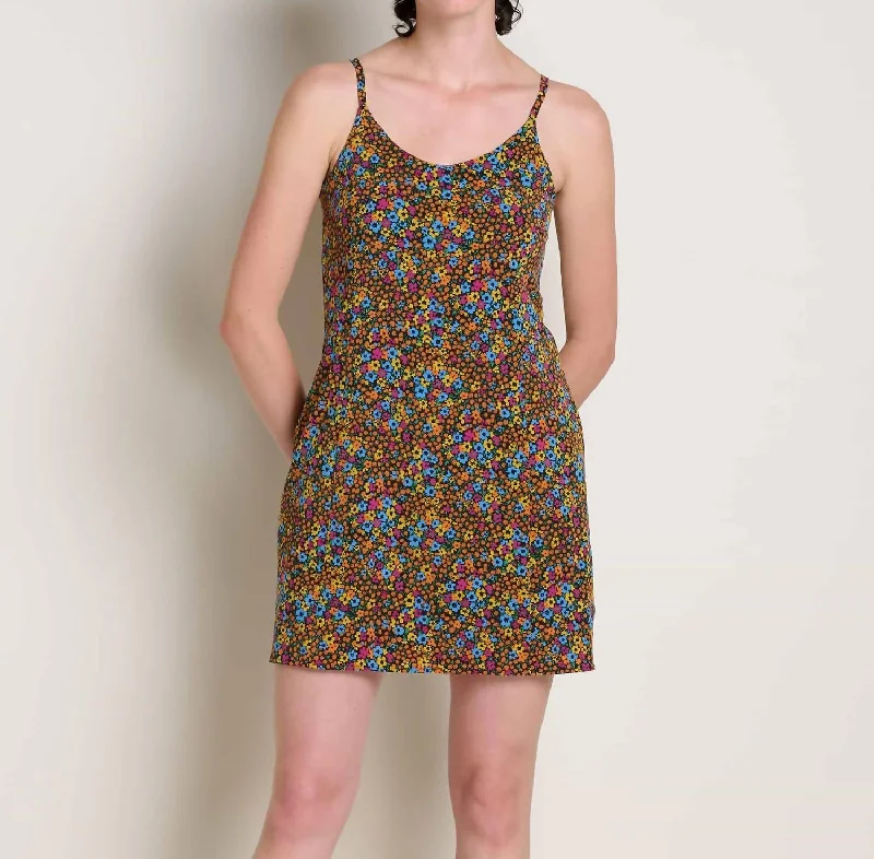 Women's Holiday Attire Contemporary Chic Sunkissed Skort Dress In Black Micro Floral Print