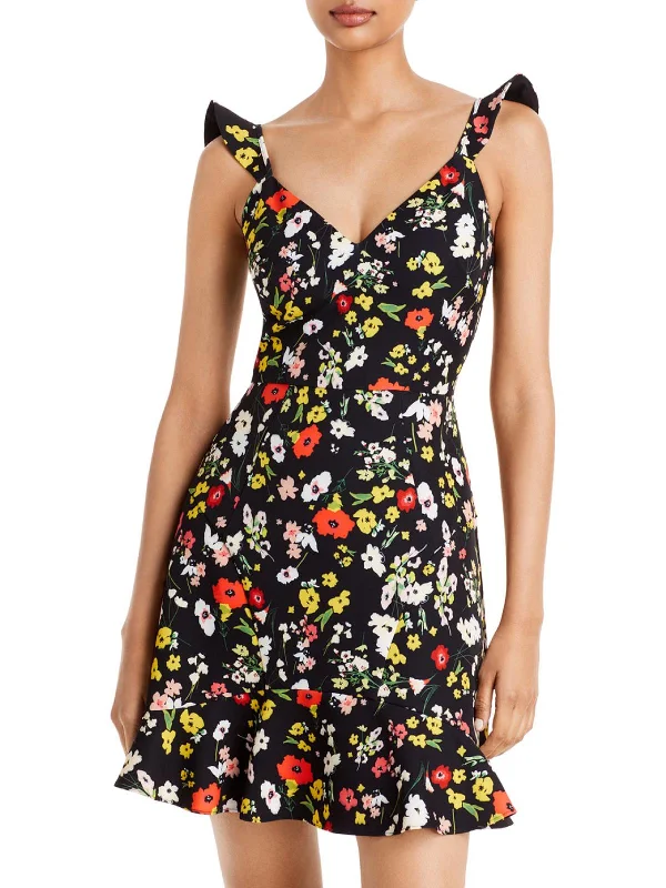 Affordable Women's Clothes Refined Simplicity Womens Crepe Floral Print Cocktail and Party Dress