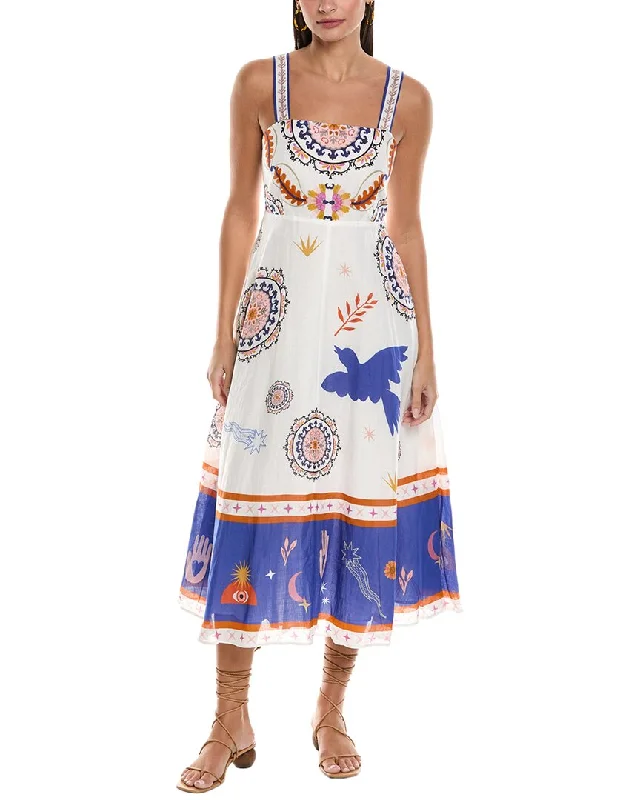 Women's Versatile Apparel Great Deals on Ethnic Cultural Wear Johnny Was Luisa Linen Midi Dress