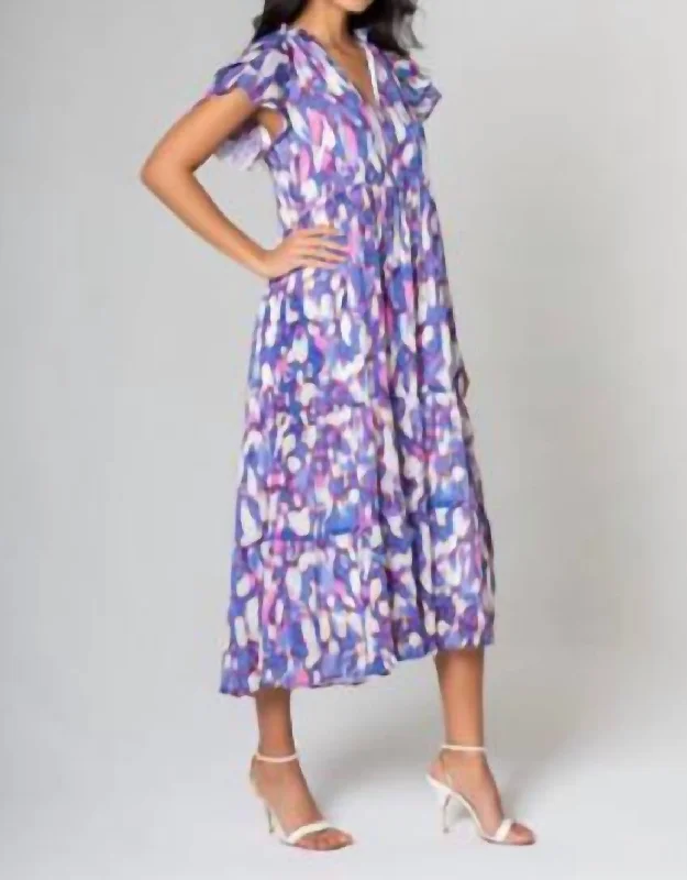 Women's Occasion Wear Apparel Vintage Look Hope Midi Dress In Purple Multi