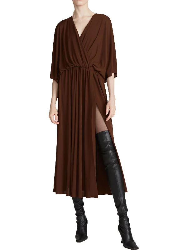 Women's Apparel Casual Weekend Relaxed Style Womens Poncho Sleeve Long Midi Dress