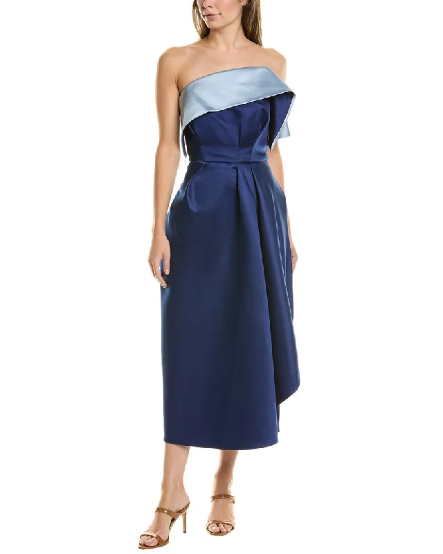 Women's Activewear Apparel Sophisticated Cut Carolina Herrera Cascading Bodice Midi Dress