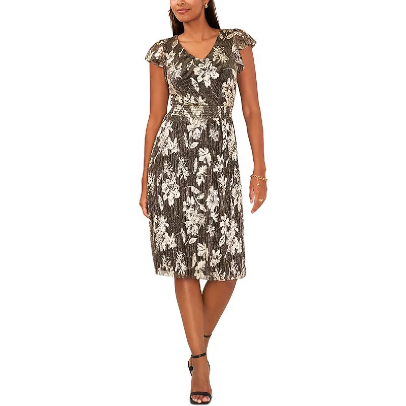 Women's Date Night Outfit Tropical Island - Inspired Attire Petites Womens Metallic Floral Evening Dress