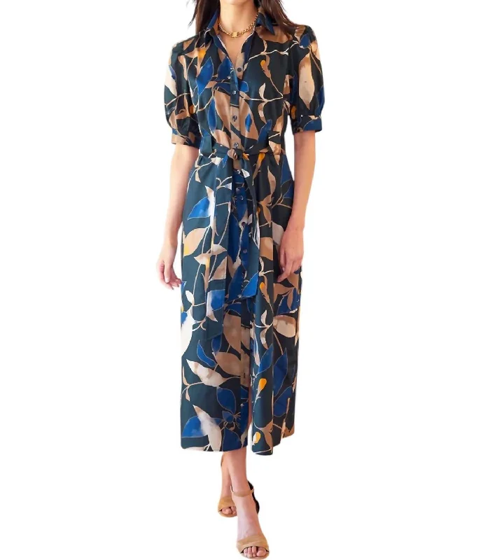 Casual Clothing For Women Elegant Attire Harper Floral Column Midi Dress In Black/navy/gold