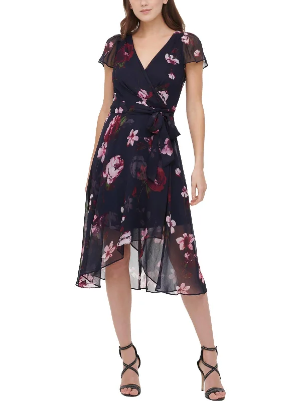 Women's Clothes For The Office Boho - Chic Festival - Ready Style Womens Floral Midi Wrap Dress