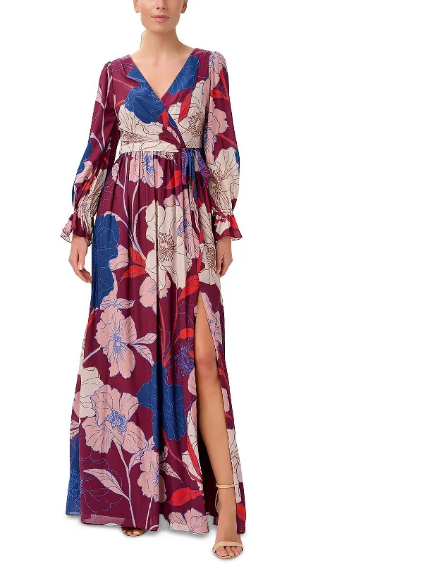 Women's Clothing For Everyday Wear Art Deco Geometric Pattern Look Womens Chiffon Floral Maxi Dress