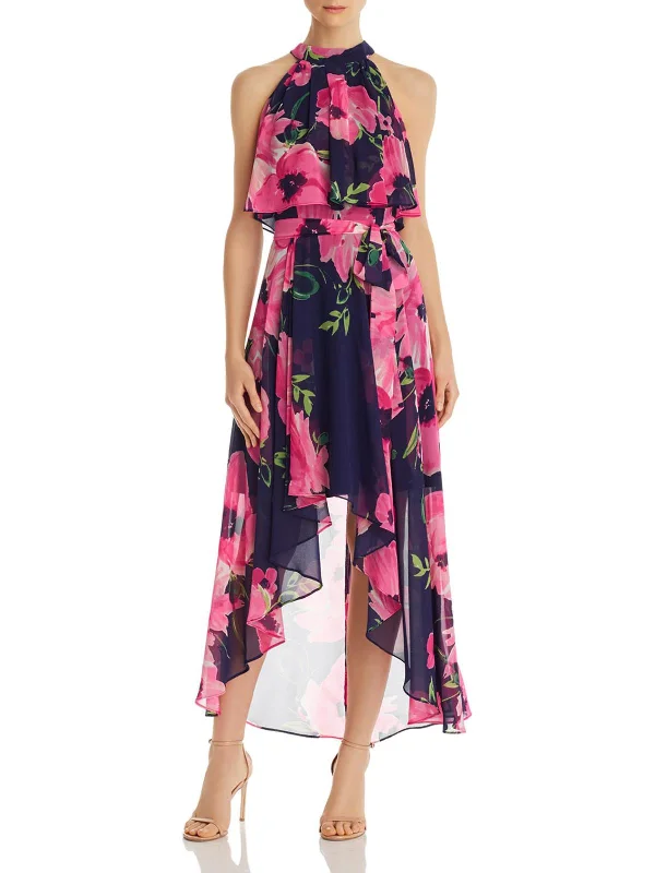 Women's Contemporary Apparel Casual Elegance Plus Womens Floral Halter Midi Dress