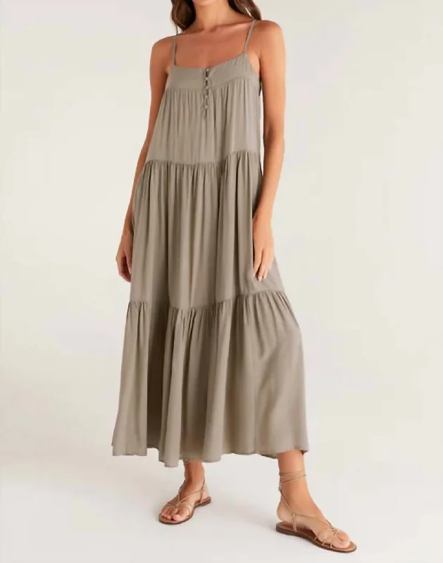 Sustainable Women's Clothing Effortless Grace Waverly Maxi Dress In Smoke Sage