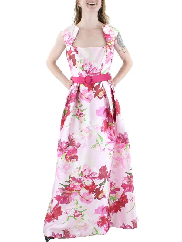 Affordable Luxury Women's Garments Limited - Stock Womens Floral Pleated Evening Dress