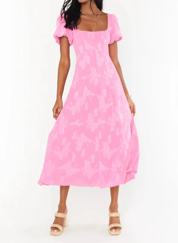 Modern Women's Apparel Elegant Ensemble Mia Midi Dress In Pink Clip Floral