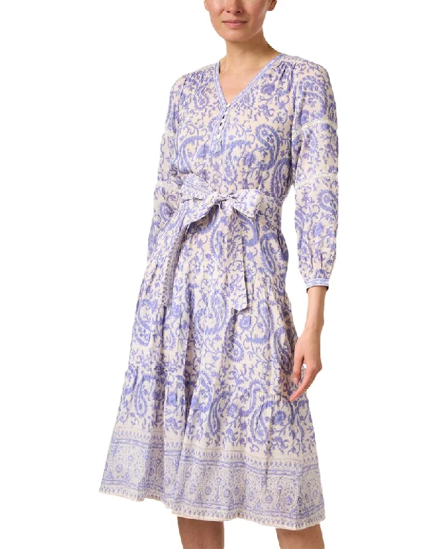 Fashionable Women's Clothes Elegant Details Bell Natalie Paisley Belted Silk-Blend Midi Dress