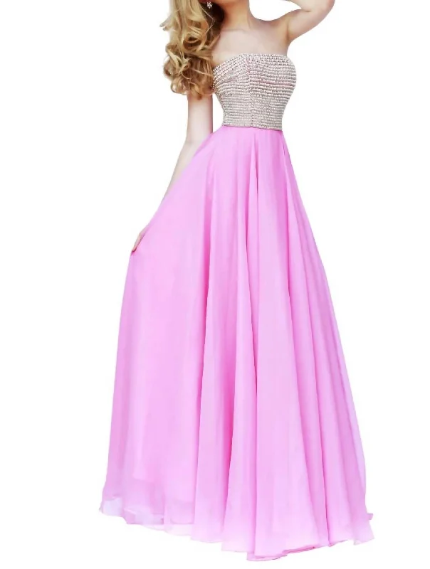 Women's Seasonal Attire Flash Sale Strapless Maxi Dress In Pink