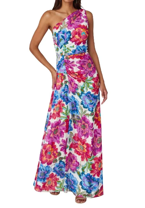 Women's Holiday Clothing Fashion-Forward Style Neema Maxi Dress In Magenta Multi