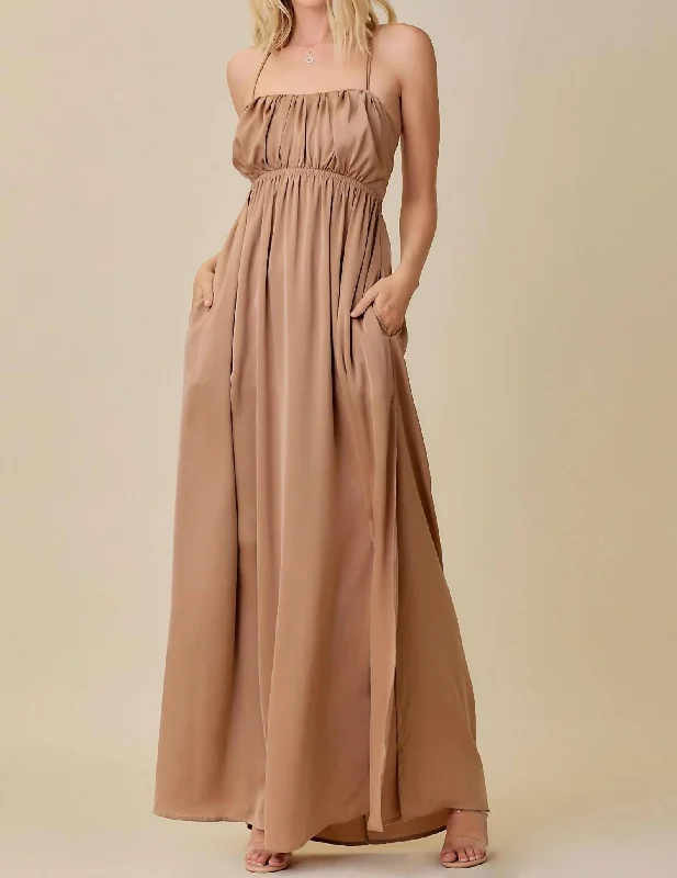 Comfortable Women's Clothing Grab Romantic Date - Night Styles Now The Wait Is Over Maxi Dress In Latte