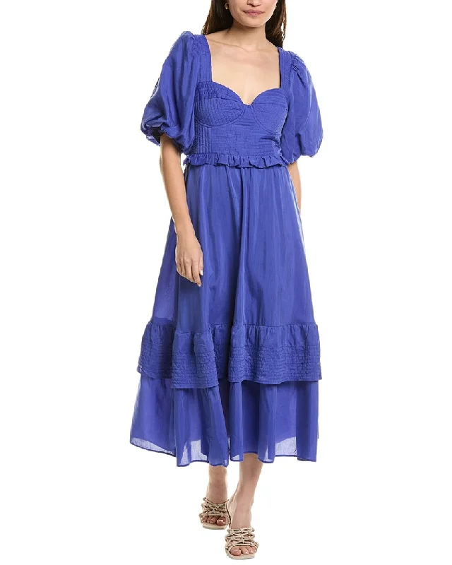 Women's Elegant Clothing Sets Contemporary Elegance FARM Rio Bubble Sleeve Midi Dress