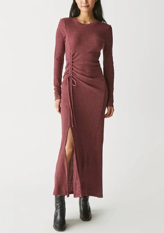 Women's Clothing And Garments Sets Contemporary Elegance Ruched Tie Maxi Dress In Boysenberry