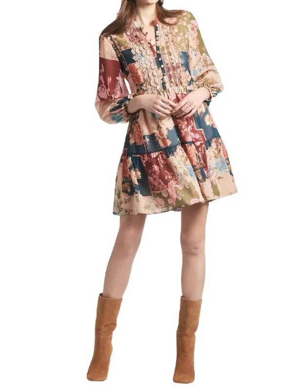 Fashion-Forward Women's Clothing Graceful Drape Moyer Dress In Floral Patchwork