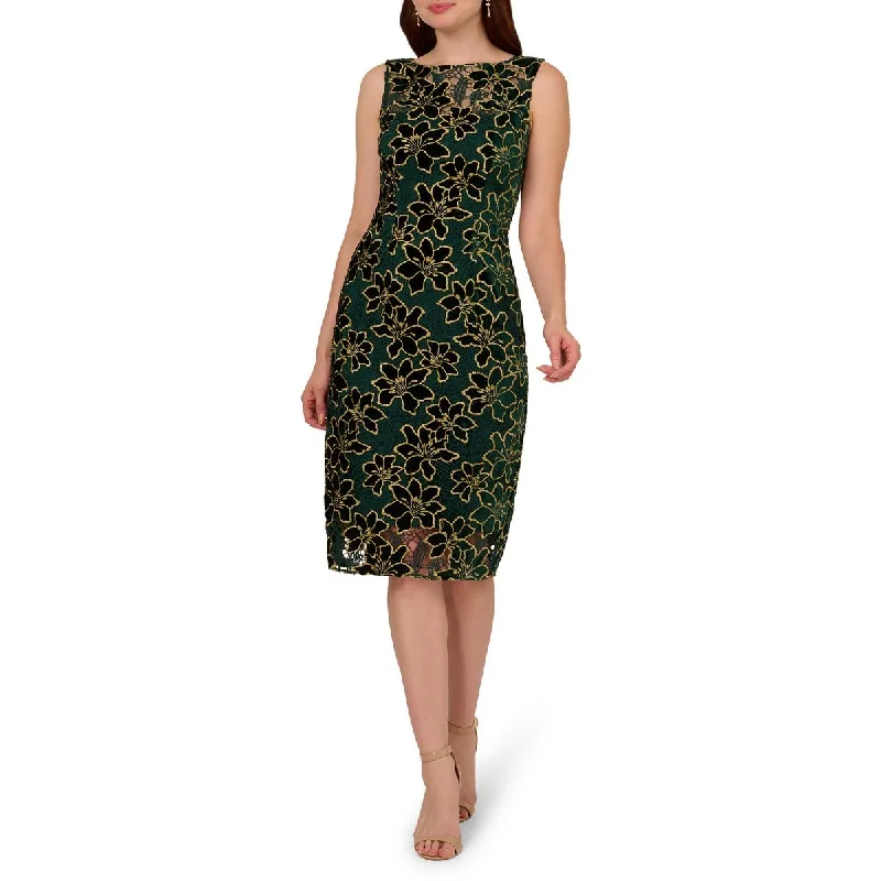 Women's Seasonal Clothing Contemporary Chic Womens Floral Metallic Cocktail And Party Dress