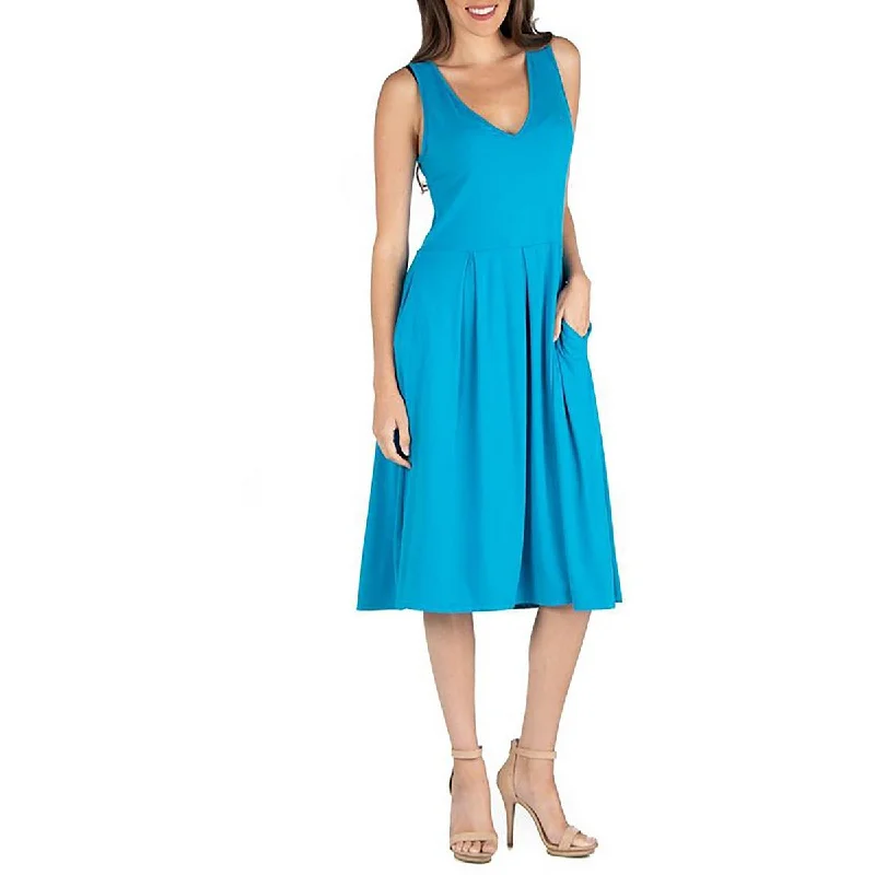 Vintage-Inspired Women's Clothes Romantic Detailing Plus Womens Jersey Sleeveless Midi Dress