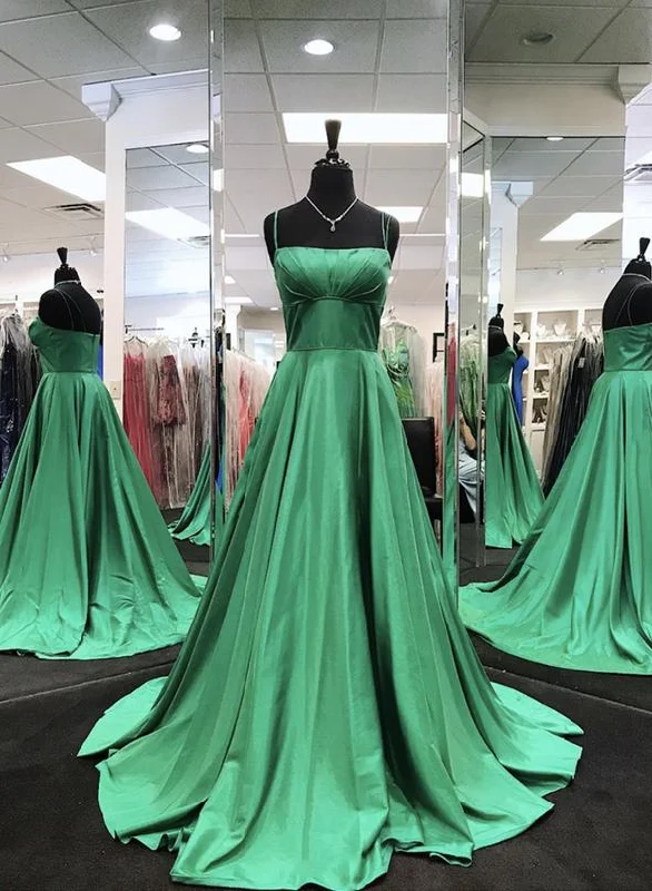 Women's Athletic Outfit Minimalist Office - Ready Style Green satin long prom dress simple evening dress   cg12685