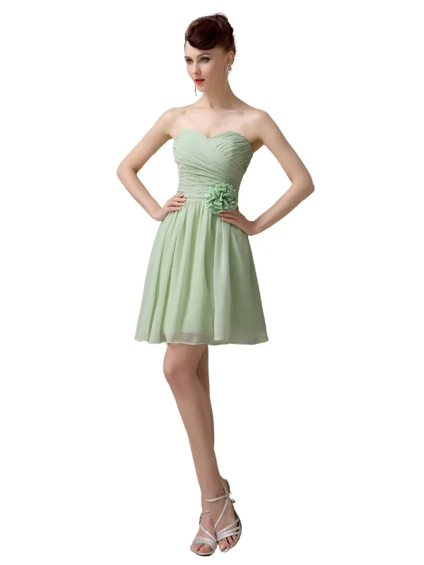 Women's Clothing Apparel Vintage Look Simple Sweetheart A-Line Short Bridesmaid Dresses