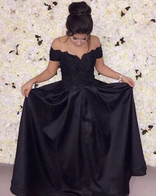 Women's Clothing For Everyday Wear Subtle Sophistication Cheap Black party Prom Dress 2022 Vestido De Festa off the shoulder Gown PL214