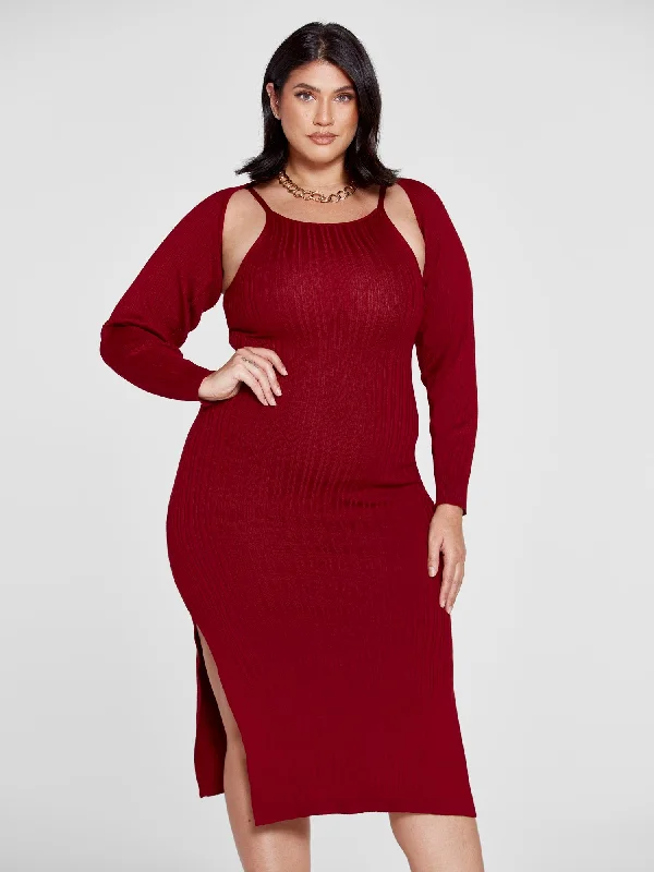 Chic Women's Garments Effortless Comfort Patrice Ribbed Knit Bodycon Dress with Shrug