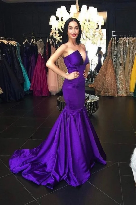 Sustainable Women's Clothing Artful Design New Arrival Evening Dresses Mermaid Satin Sweep,prom dress  cg7300