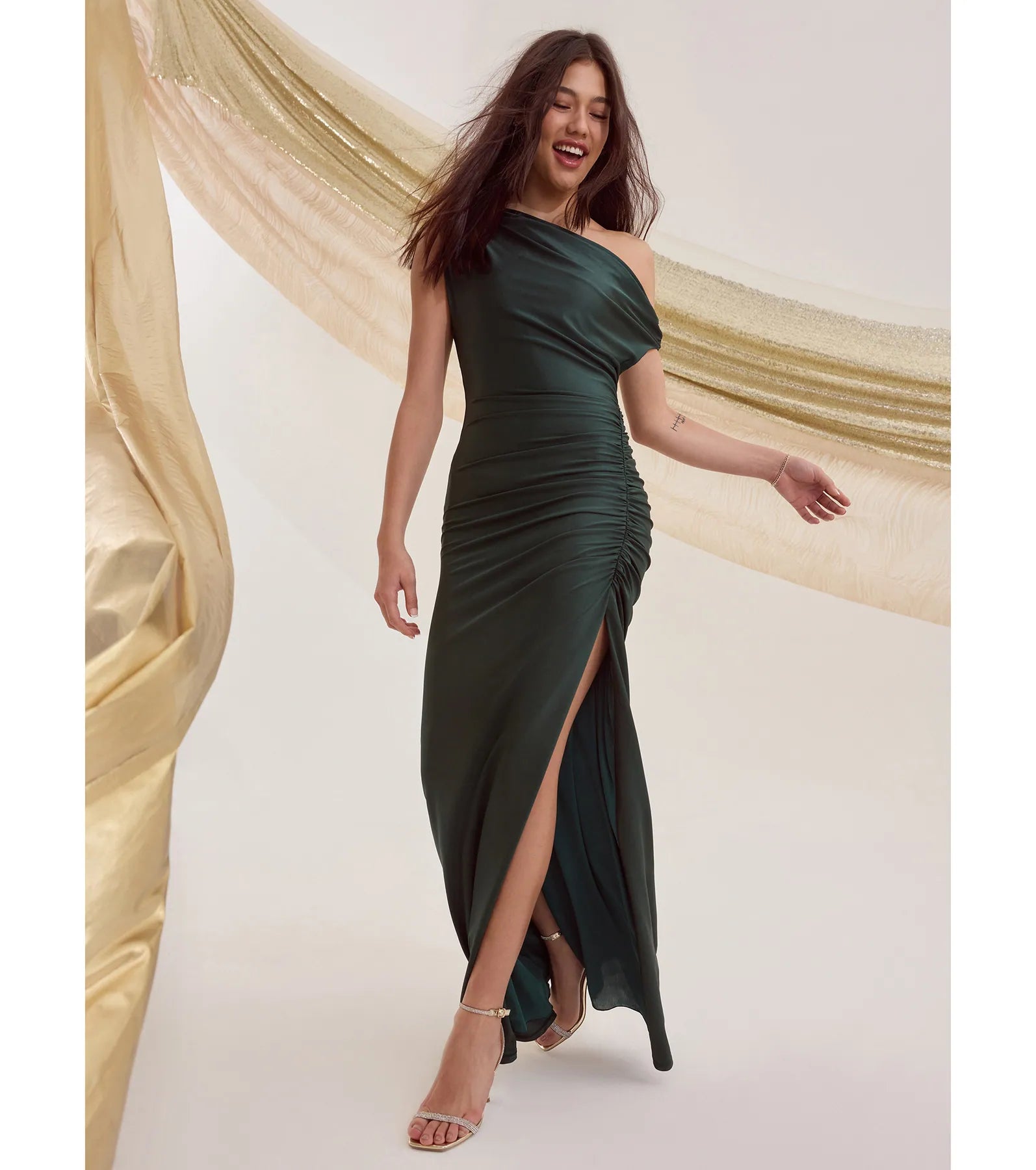 Women's Chic Outerwear Attire Bold Silhouette Stacy Off-Shoulder Slit Bodycon Formal Dress