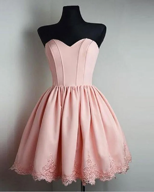 Vintage-Inspired Women's Apparel Timeless Elegant Sweetheart Pink Short Homecoming Dresses Short Party Prom Gowns Vestido De Festa Curto