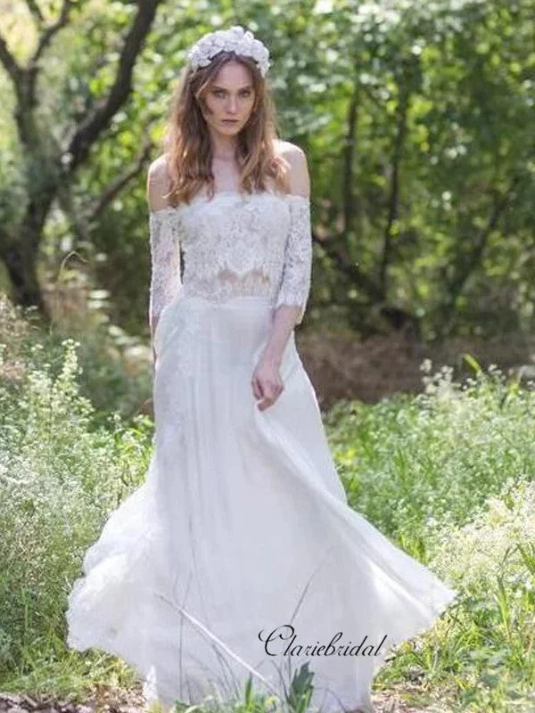 Women's Holiday Clothing Casual Elegance Elegant Lace Wedding Dresses, Off The Shoulder A-line Wedding Dresses