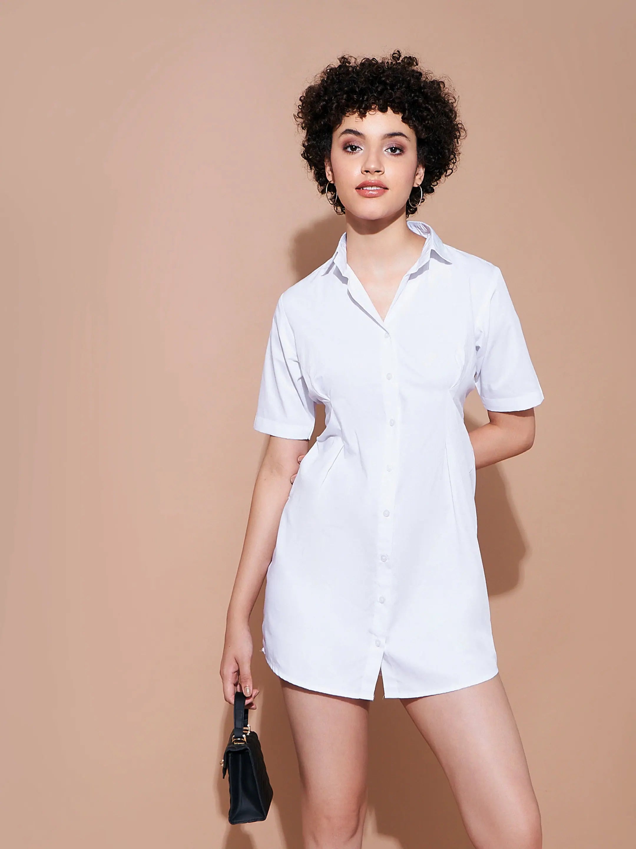 Comfortable Lounge Clothing Bohemian Vibe Women White Cotton Poplin Shirt Dress