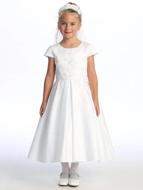 Women's Seasonal Apparel Rustic Countryside Charm Look Girls Sequin Embroidered Tulle Satin Communion Dress 6-12