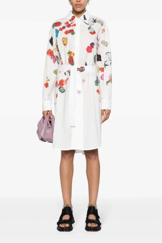 Timeless Women's Clothing Flowing Silhouette Long Sleeve Shirt Dress In Floral Print